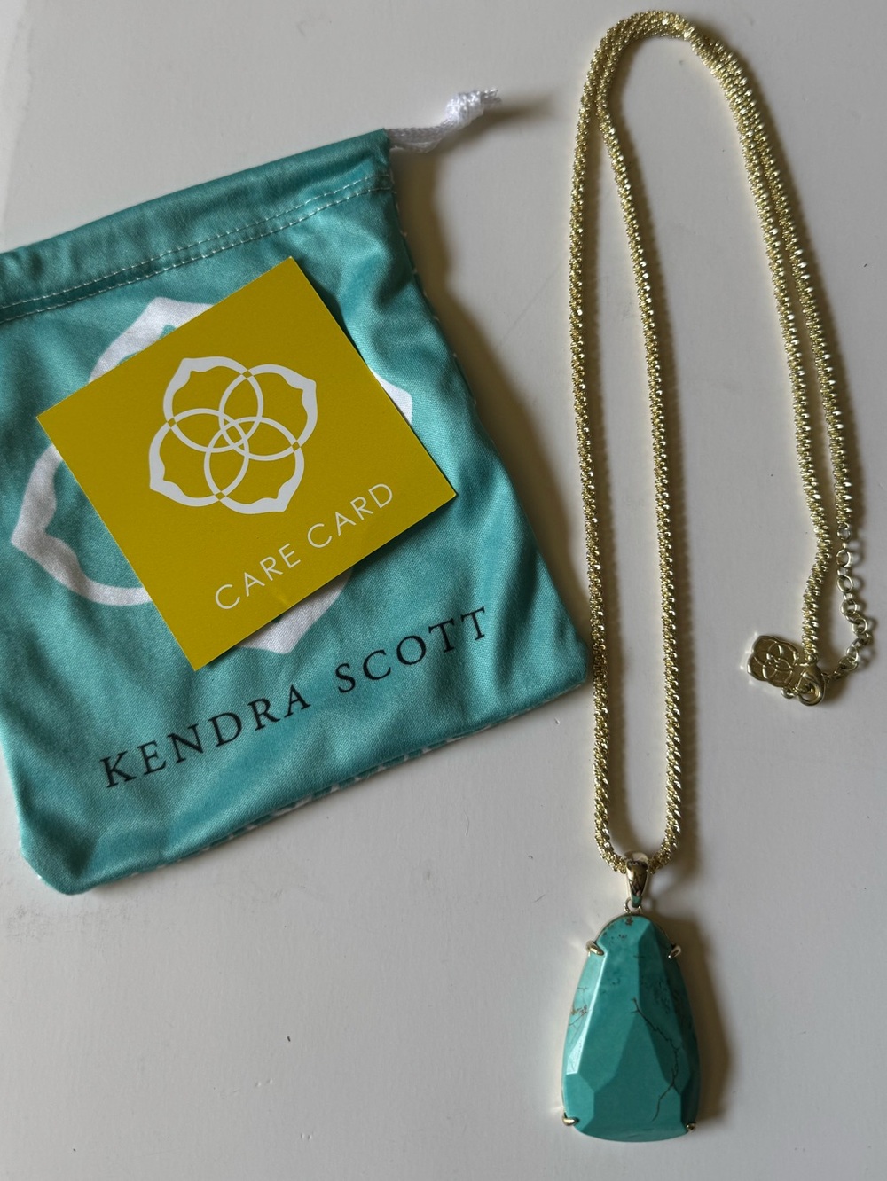 Vintage Kendra Scott Gold Chain Necklace with Turquoise Stone Pendant